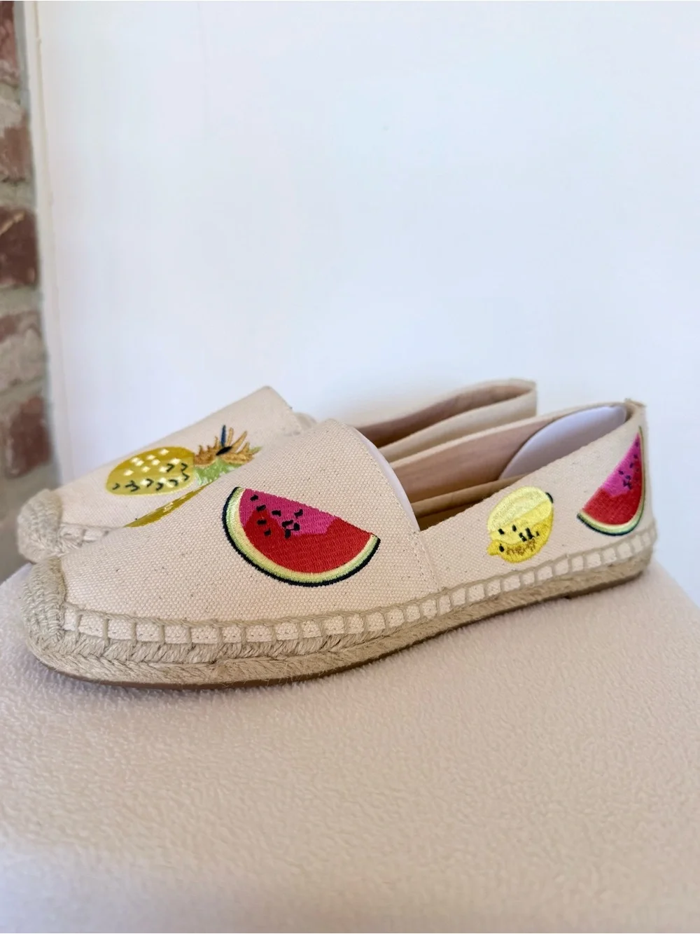 JCREW Fruit Salad Embroidered Espadrille Size 9  New, never worn